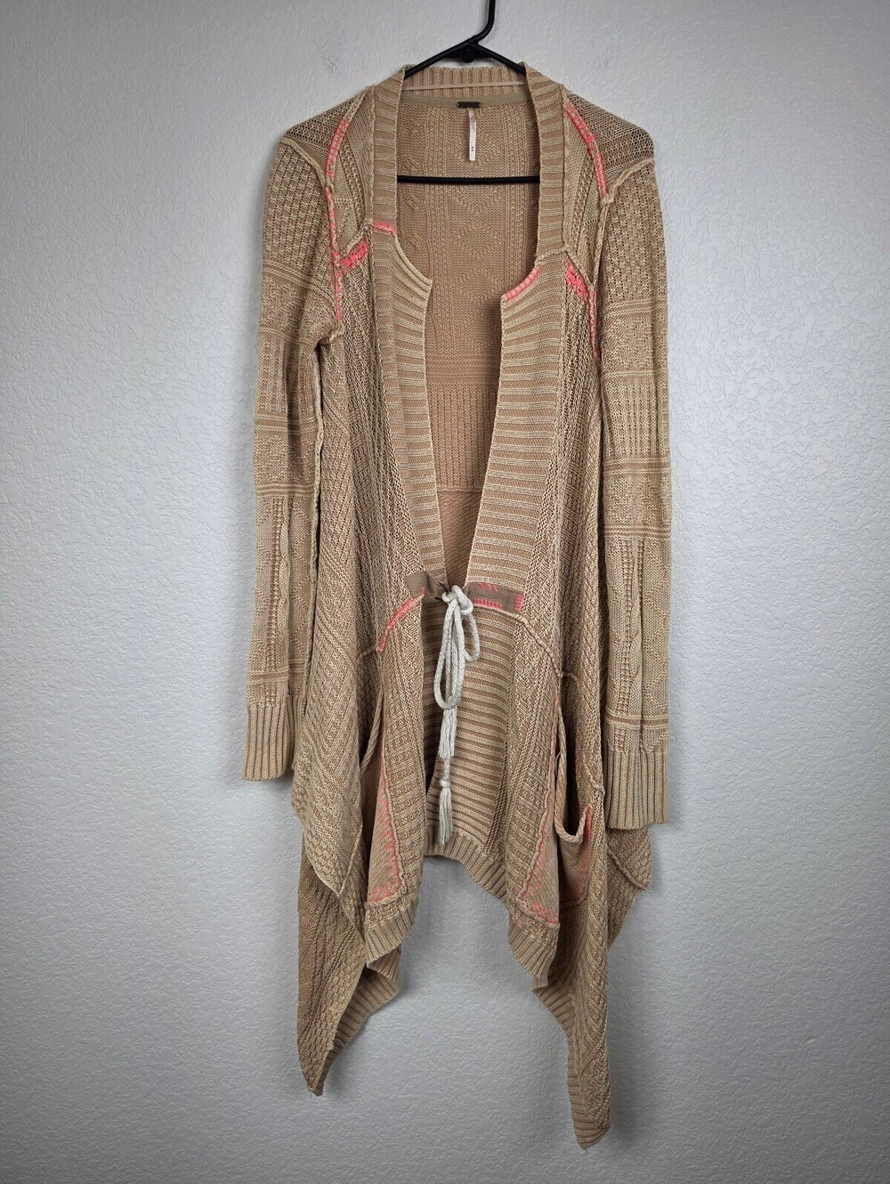 Free People Medium Beige Knit Cardigan Sweater